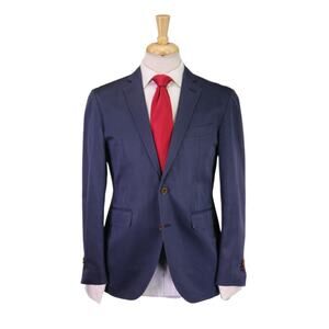 Seize sur Vingt Men's Navy Blue Cotton 2-Btn Suit US 40S - Eu 50
